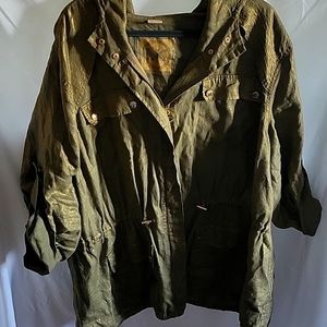 Michael Kors 3X golden green zip front jacket